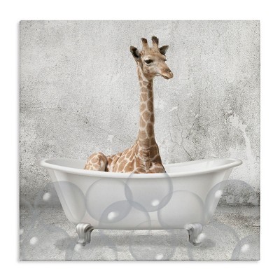 Stupell Industries Baby Giraffe Bath Time, 24" x 24"