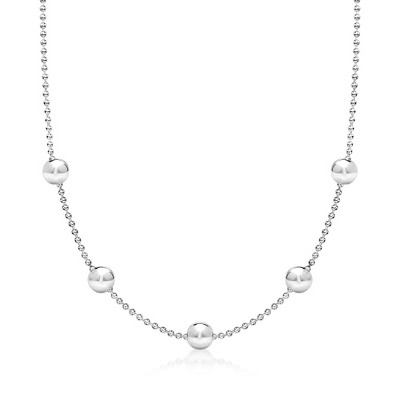 Ross-Simons Italian Sterling Silver Bead Station Necklace Size 18