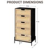 Rattan 5 Drawer Dresser, Large Natural Wood Chest of Drawers with Oak Finish, Boho Rattan Bedroom Furniture - 3 of 4