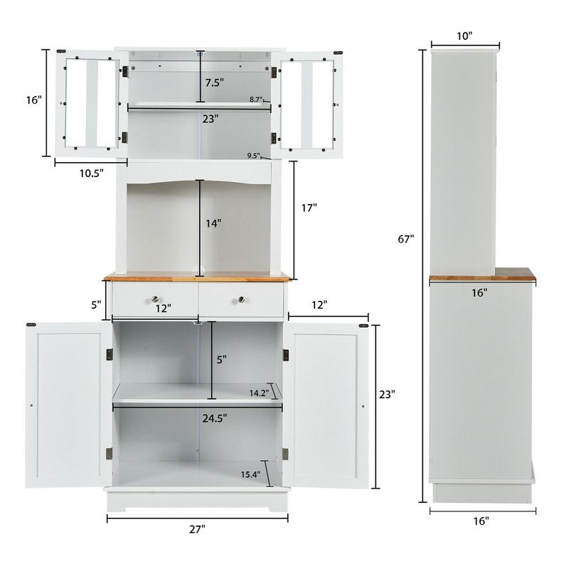 Costway Buffet Hutch Kitchen Storage Cabinet w/ Microwave Stand Storage Shelves, 3 of 11