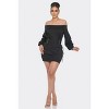 Slickblue Black Off Shoulder Mini Dress With Puff Sleeves and Side Lace-Up Detail - Size S to L - 3 of 4