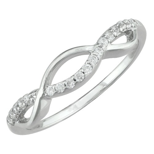 Silver Plated Cubic Zirconia Thin Open Link Ring - Size 7, Women's, Size: Small, Clear Silver