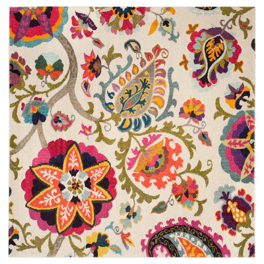 Jasmine Rug - Ivory/Multi (6'x7in Square) - Safavieh