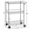 Costway 3-Tier Utility Cart Heavy Duty Wire Rolling Cart w/Handle Bar Storage Trolley