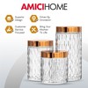 Amici Home Desmond Glass Container Storage Jar Set of 3, Metal Lid For Kitchen & Pantry Dry Food Storage, Clear with Copper Lid,32-48 & 60 oz. - 2 of 4