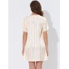 cheibear Women's Short Sleeve Mini length Striped Pajama Dress - 3 of 4
