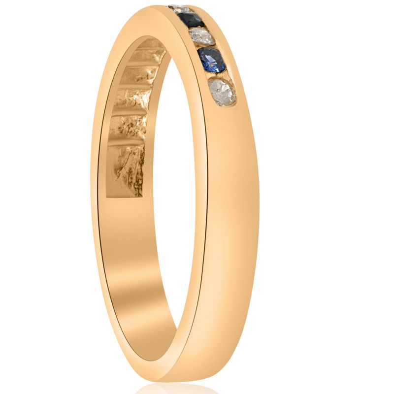 Pompeii3 1/3ct Diamond & Blue Sapphire Anniversary Wedding Ring 14k Yellow Gold, 3 of 6