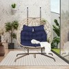 Osparple 2-Seat Hammock Egg Chair with Stand,Brown Wicker Rattan Patio Egg Swing Chair with UV Resistant Cushion for Indoor Outdoor Porch - 2 of 4