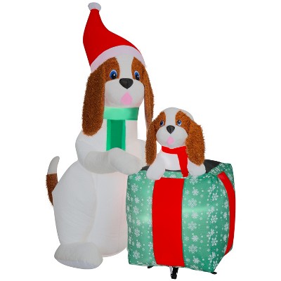 Gemmy Christmas Inflatable Dog Family Scene, 6 ft Tall, Multi