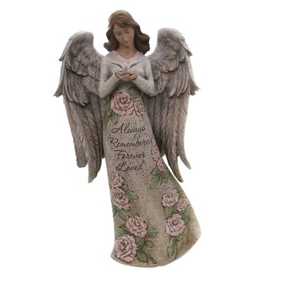 Home & Garden 13.25" Memorial Angel With Dove Bereavement Roses Roman, Inc  -  Outdoor Sculptures And Statues