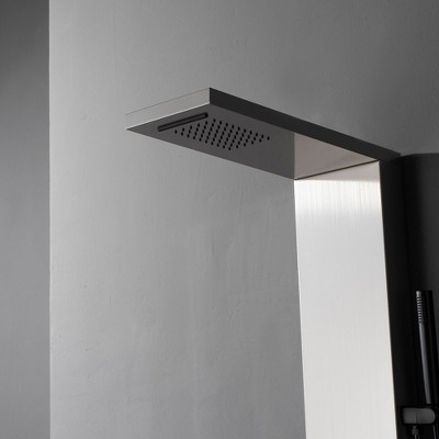 Brushed Nickel 5-Jet Rainfall Shower Panel System with Handheld Wand