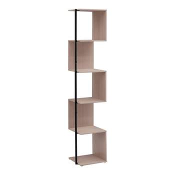miBasics 62" Bloomhaven Modern 6 Shelf Corner Bookcase Blush Pink