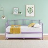 Homhougo Twin Daybed with Trundle, Metal Twin Size Daybed with Pullout Trundle 6 Casters, Steel Slat Support Sofa Bed, No Box Spring Needed - 3 of 4