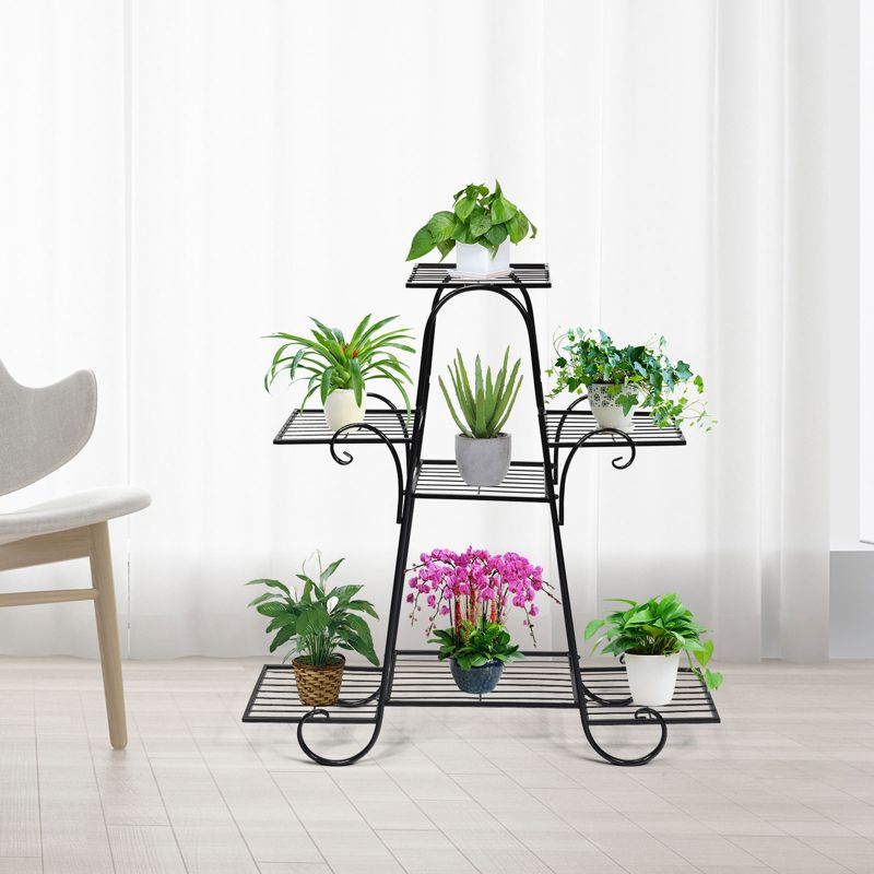 Tangkula 7-Tier Plant Stand Metal Plant Shelf Multi-layer Potted Planters Display Rack Black, 3 of 8