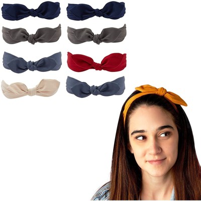 Glamlily 8 Pack Headbands with Bows, Women's Hair Accessories, 6 Colors