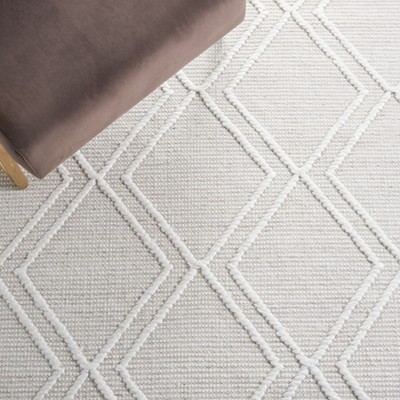 Light Grey and Ivory Handwoven Wool Kilim Area Rug