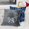 TopComfy Support Pillow Gray Velvet Holiday Throw Pillow with Snowflake Wreath Embroidery for Winter Decor, Gray, 17"*17"*10" - 4 of 4