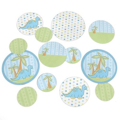 Big Dot of Happiness Baby Boy Dinosaur - Baby Shower or Birthday Party Giant Circle Confetti - Party Decorations - Large Confetti 27 Count