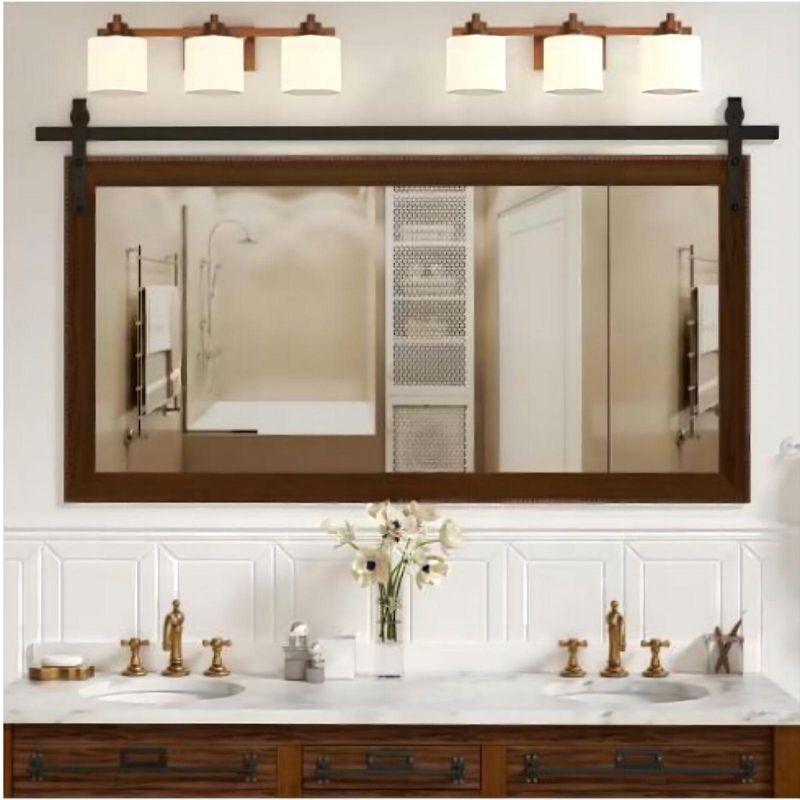 HOMLUX Rectangular Bathroom Vanity Wall Mirror Wooden Framed Rustic Barn Door Entryway Mirror, 1 of 11