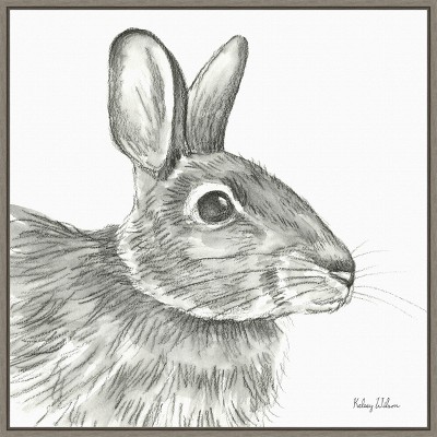 Amanti Art Watercolor Pencil II Rabbit by Kelsey Wilson Canvas Wall Art Print Framed 22-in. x 22-in.