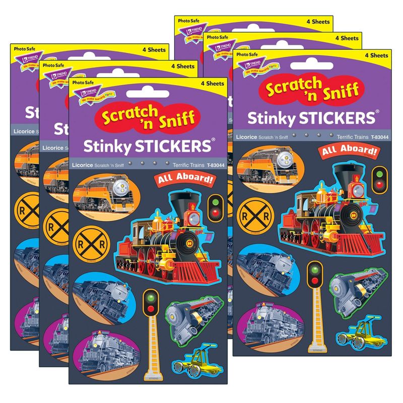 TREND Terrific Trains/Licorice Mixed Shapes Stinky Stickers®, 40 Per Pack, 6 Packs, 1 of 4