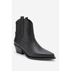 Elia - Black Leather Western Boot (Women) black cilt 8 Forever & Always Shoes US - 1 of 4