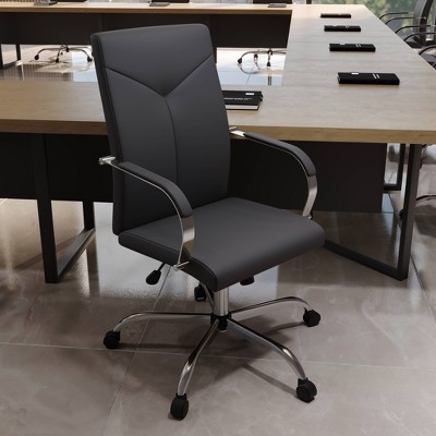 Black High-Back Leather Executive Swivel Office Chair