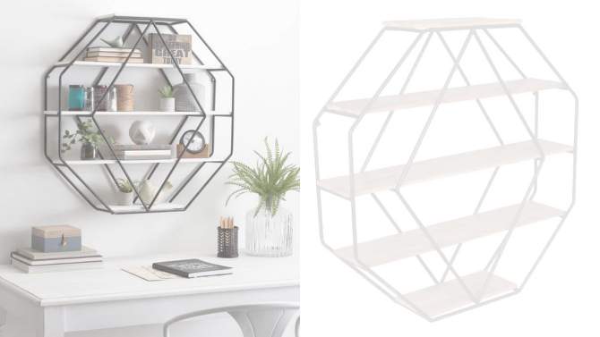 Wall Shelf Octagon Shaped - Kate & Laurel All Things Decor, 2 of 9, play video