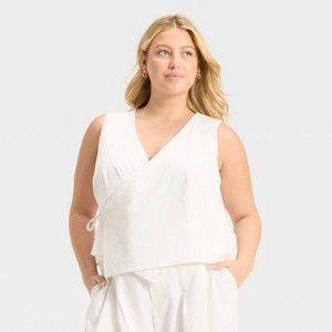 Women's Linen Wrap Vest - Future Collective - 1 of 3