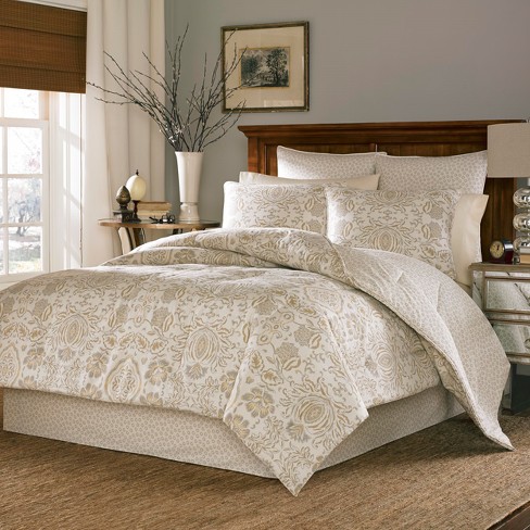 Cream Gold Belvedere Duvet Cover Set Full Queen Stone