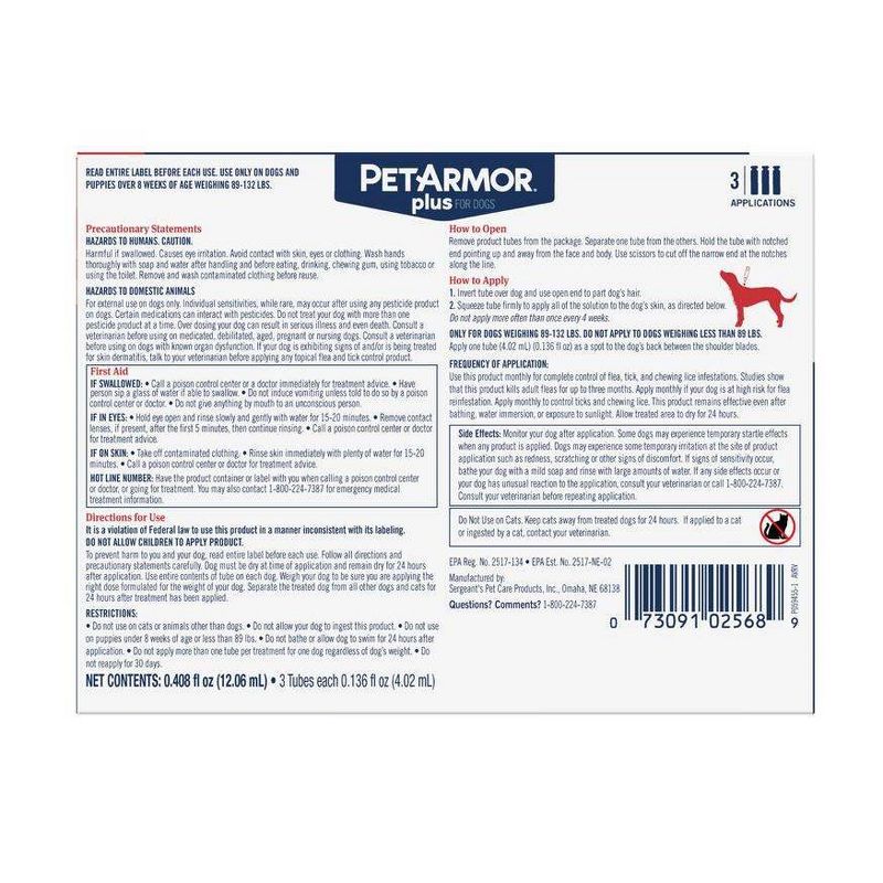 PetArmor Plus Flea and Tick Topical Treatment for Dogs - 3 Month Supply, 3 of 10