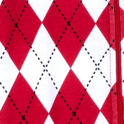 argyle red & white