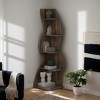 Hommoo 5-Tier Corner Shelf, Modern Wall Corner Bookshelf Bookcase - 2 of 4