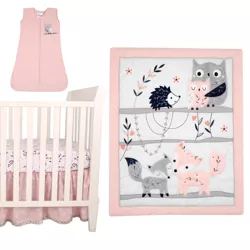 Lambs & Ivy Forever Friends 4-Piece Nursery Crib Baby Bedding Set - Blue, Pink