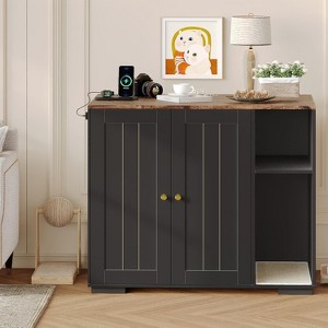 Cat Litter Box Enclosure Cabinet, Large Furniture Hider, Dog-Proof Design with Non-Slip Mat, Easy Assembly Cabinet for Home Use - 1 of 4