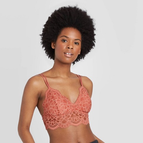 Women's Padded Lace Longline Bralette - Colsie™ Wavelight Red/coral Xl :  Target