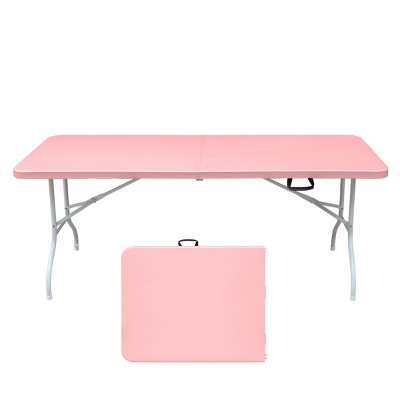 GlasFlength Folding Tables Adventure Ready Folding Table Rugged Design for Outdoor Events and Compact Living, Pink, 70.87"*28.98"*28.98"