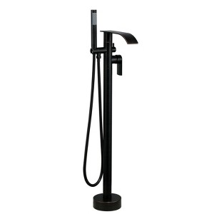 WOWOW Single-Handle Freestanding Tub Faucet with Handshower and Waterfall Spout in Brushed Nickel - 1 of 4