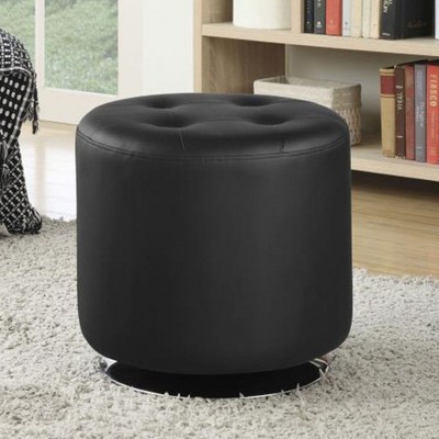 Sapphtopaz 17.75" Modern Swivel Ottoman with PU Leather Upholstered Round Foot Stool with Tufted Top Small Vanity Stool for Living Room,Bedroom
