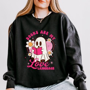 Books Are My Love Language Ghost - Women's Lightweight Garment Dyed Sweatshirt - 1 of 4