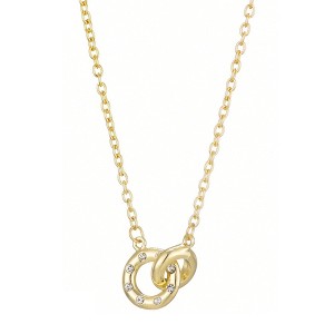 Adornia Tarnish Resistant 18k Gold Plated CZ Locking Rings Necklace - 1 of 1