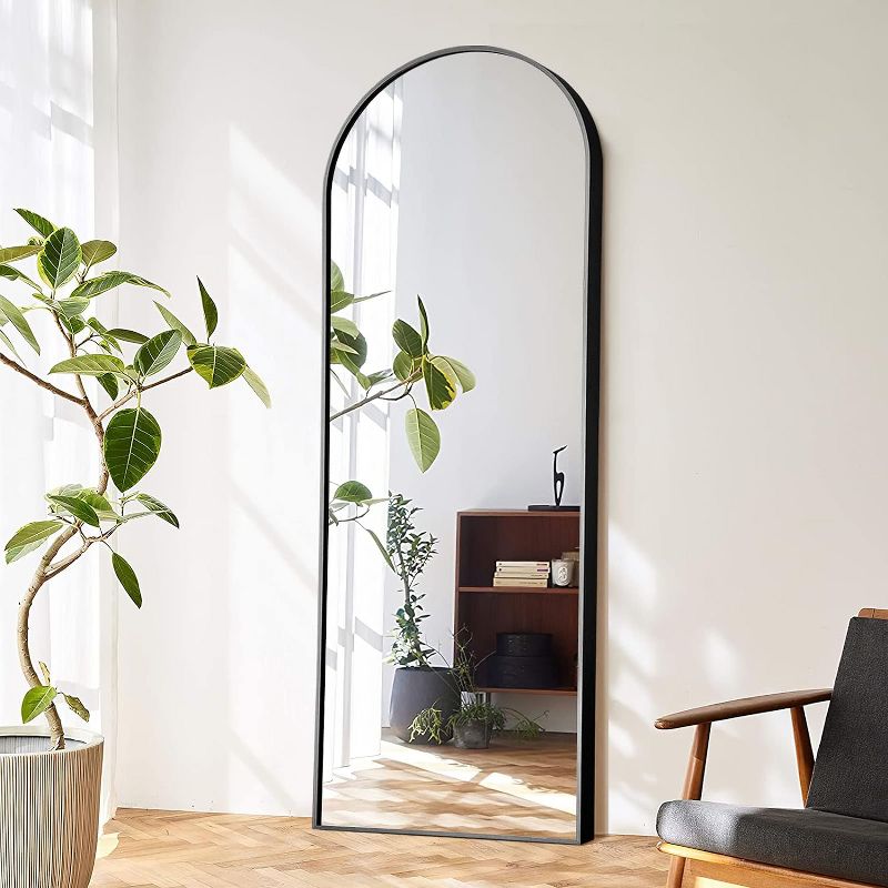 Serio 65" Height x 22" Width Oversize Arch-Crowned Top Full Length Floor Mirror with Stand,Large Arched Wall Mirror-The Pop Home, 2 of 8