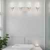 Sunset Lighting Somes 4-Light Vanity Linen Glass, Dimmable in Bright Satin Nickel Finish - 3 of 3