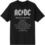 ACDC Back In Black Song List Men's Black T-shirt