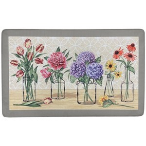Kate Aurora Anti Fatigue Memory Foam 18" X 30" Garden Blossom Floral Kitchen Floor Mat - 1 of 4