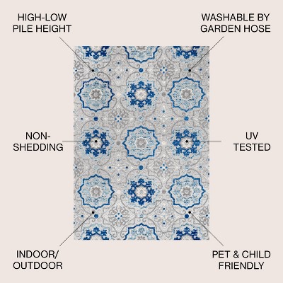 Mediterranean Medallion Easy-Care Synthetic Area Rug