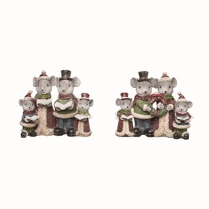 Transpac Resin Mouse Caroler Family Decor Set of 2 Christmas Home Decorations - 1 of 1
