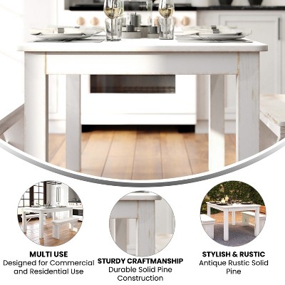 65" Antique Rustic White Reclaimed Wood Farmhouse Dining Table