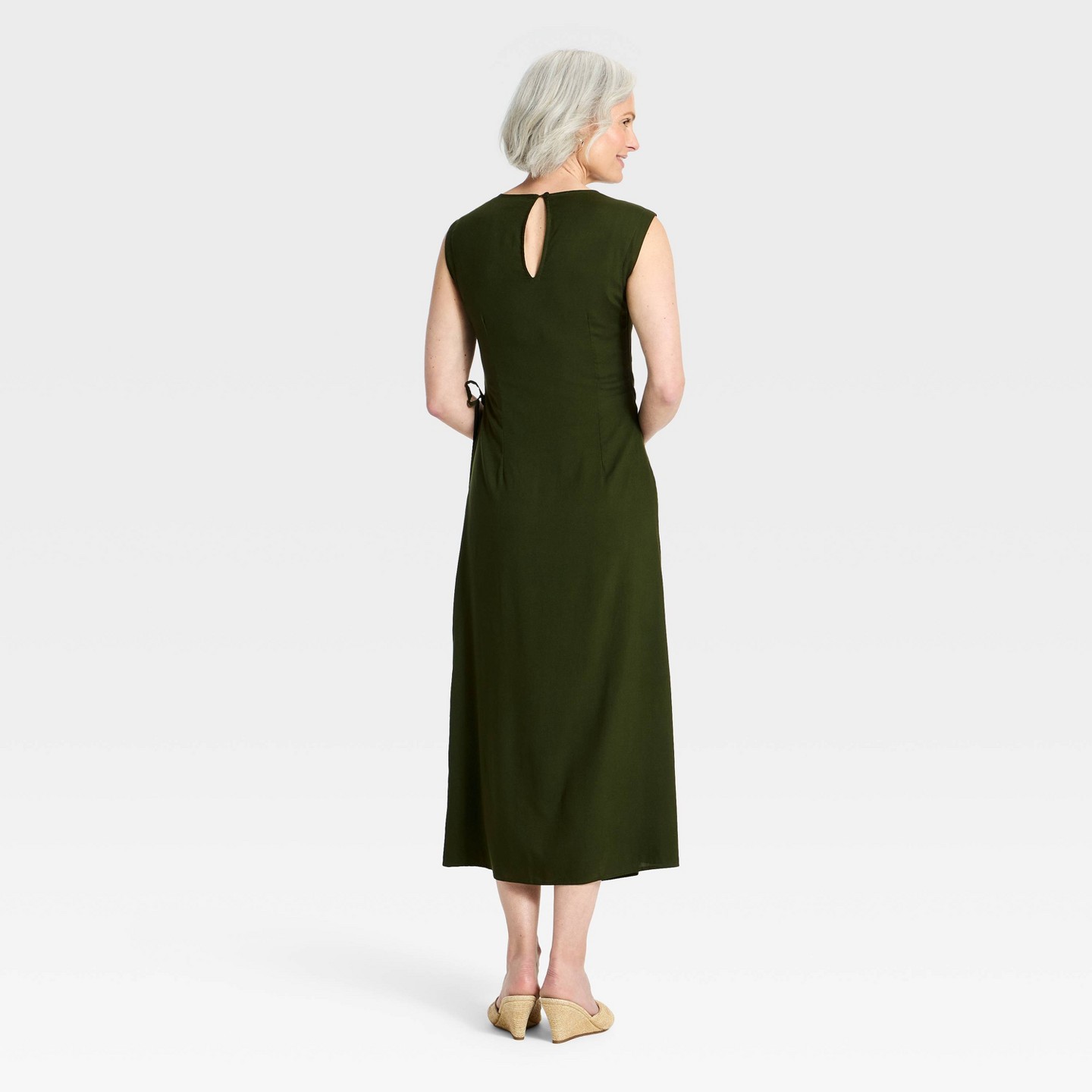 Женское платье A New Day Side-Tie Wrap Midi, цвет: Оливковый — фото 2