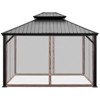 Tangkula 12ft x 10ft Patio Hardtop Gazebo Double Vented Roof Outdoor Galvanized Steel Sun Shelter Brown/Gray - 3 of 4